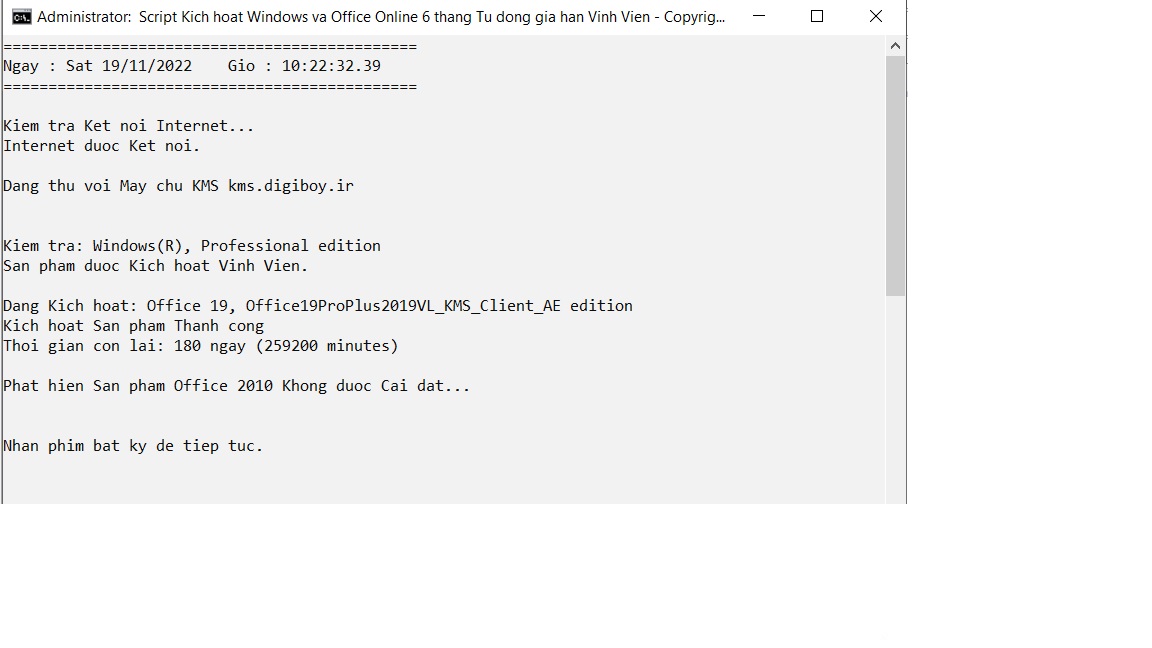 tool chạy xong