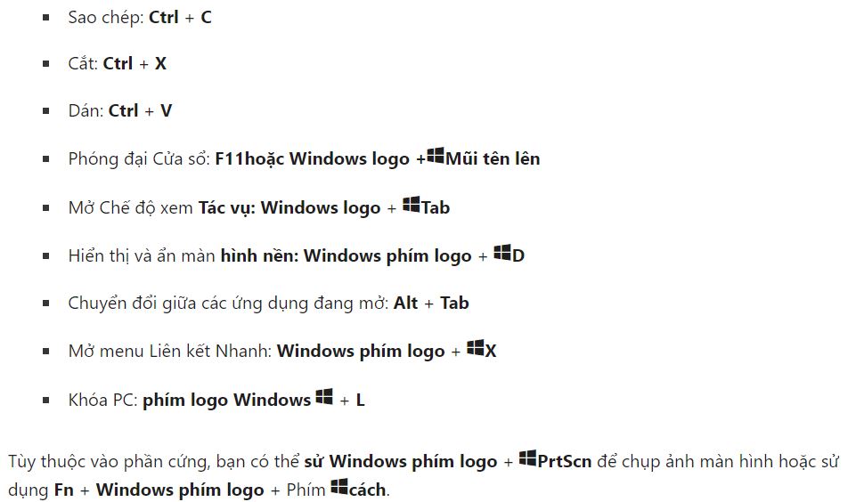 phím tắt window